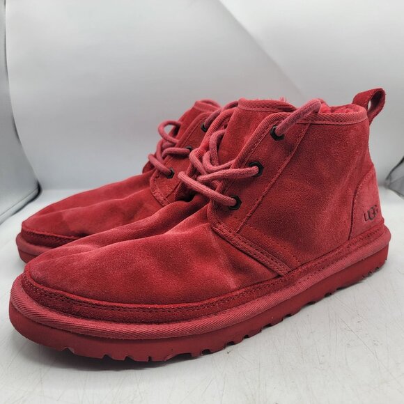 UGG Neumel Mens 10 Red Chukka Boots Lined Warm Casual Outdoors Walking 3236 - Picture 3 of 12